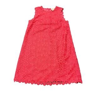 Kate Spade‎ Size 4 Peach Sherbet Coral Pink Floral Lace Shift Dress EUC